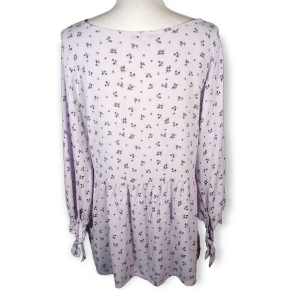THE NINES BY HATCH LAVENDER & BLACK FLORAL MATERNITY TOP SZ.L EUC - Picture 5 of 7